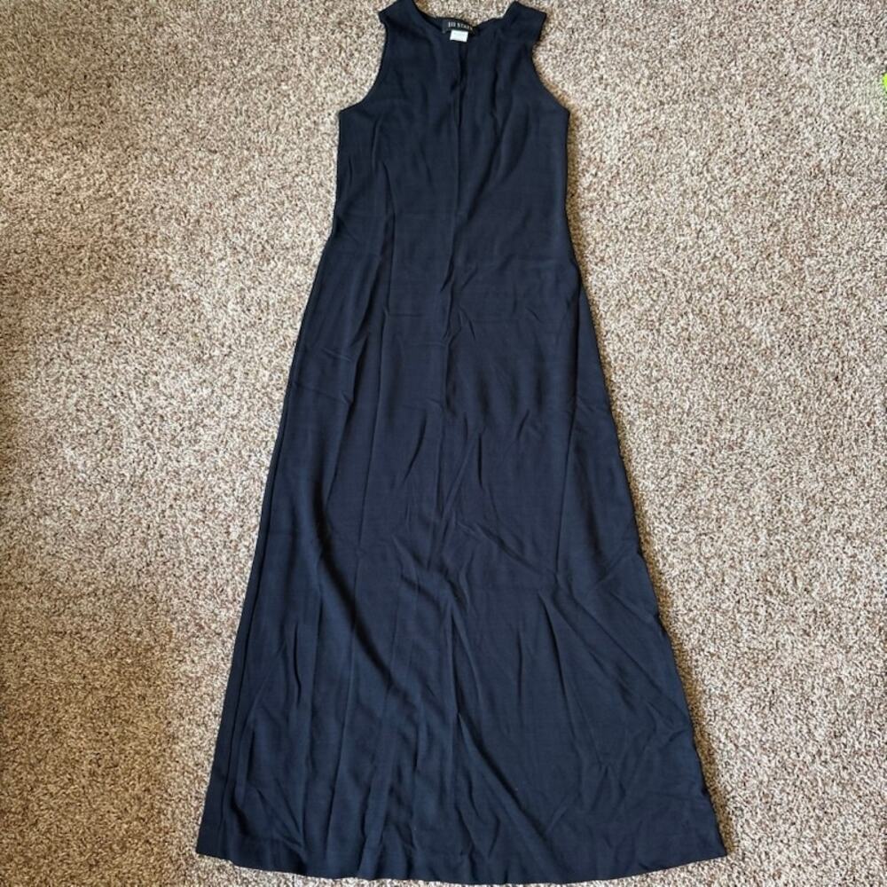 111 State Rayon Blend Black Sleeveless Maxi Shift Dress Womens sz S Minimalist